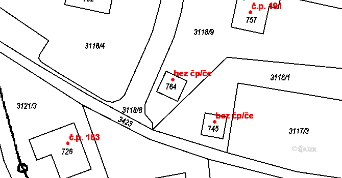 Koberovy 42919649 na parcele st. 764 v KÚ Koberovy, Katastrální mapa