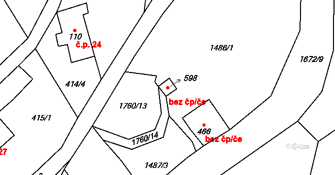 Janov nad Nisou 44221649 na parcele st. 598 v KÚ Loučná nad Nisou, Katastrální mapa