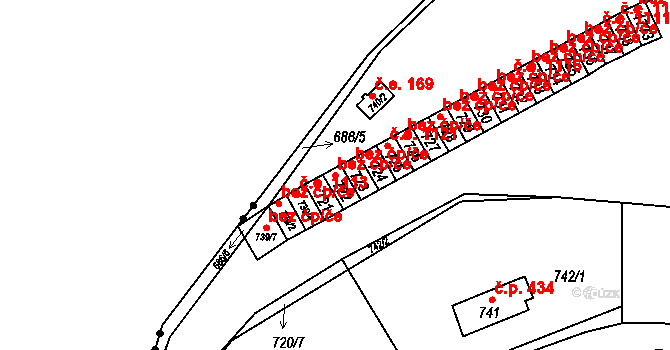 Brno 45581649 na parcele st. 722 v KÚ Lesná, Katastrální mapa