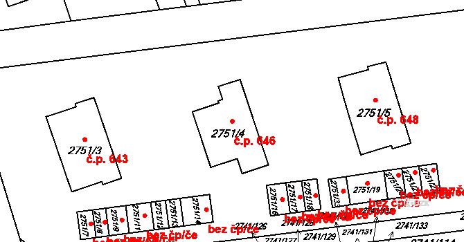 Bolatice 646 na parcele st. 2751/4 v KÚ Bolatice, Katastrální mapa