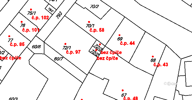 Plzeň 47849649 na parcele st. 72/2 v KÚ Koterov, Katastrální mapa