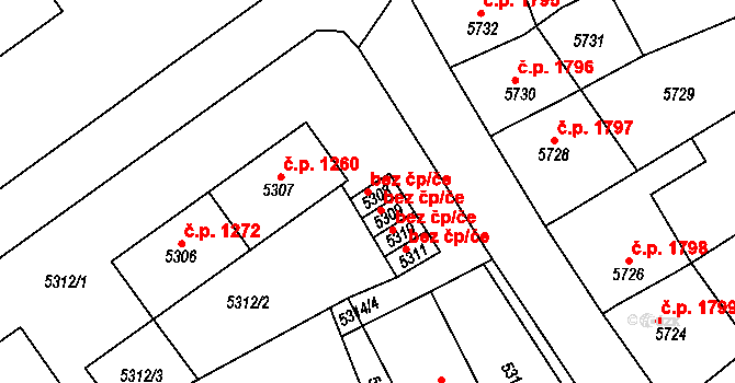 Kladno 49232649 na parcele st. 5308 v KÚ Kročehlavy, Katastrální mapa