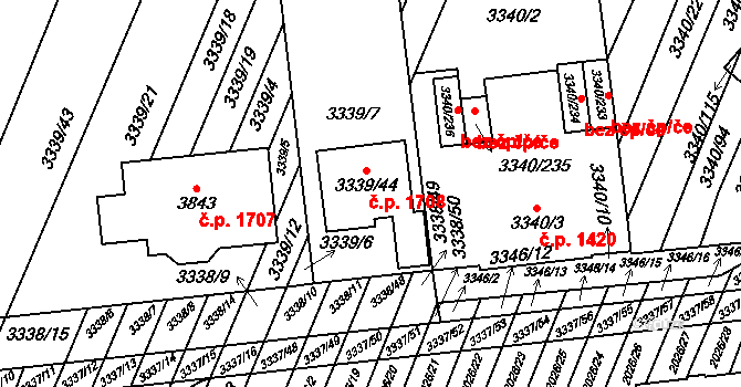 Dubňany 1708 na parcele st. 3339/44 v KÚ Dubňany, Katastrální mapa