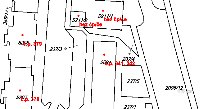 Pražské Předměstí 341,342, Písek na parcele st. 2594 v KÚ Písek, Katastrální mapa