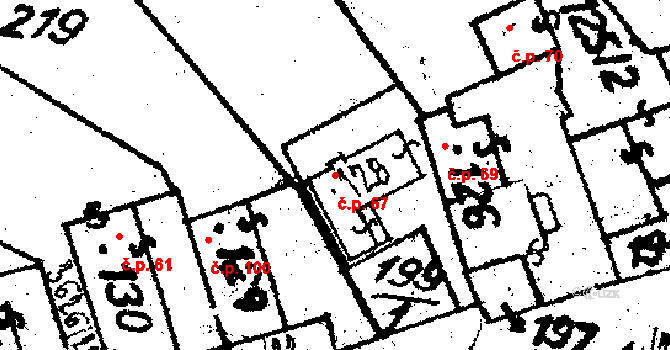 Chodská Lhota 67 na parcele st. 128 v KÚ Chodská Lhota, Katastrální mapa