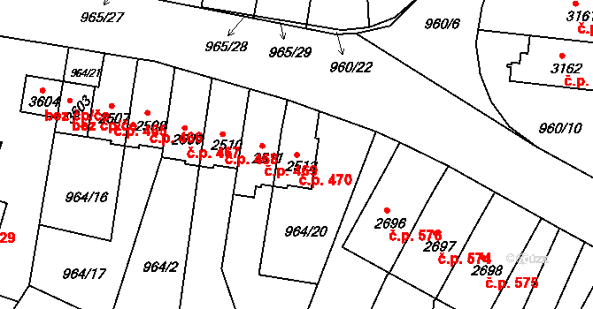 Týnské Předměstí 470, Domažlice na parcele st. 2512 v KÚ Domažlice, Katastrální mapa