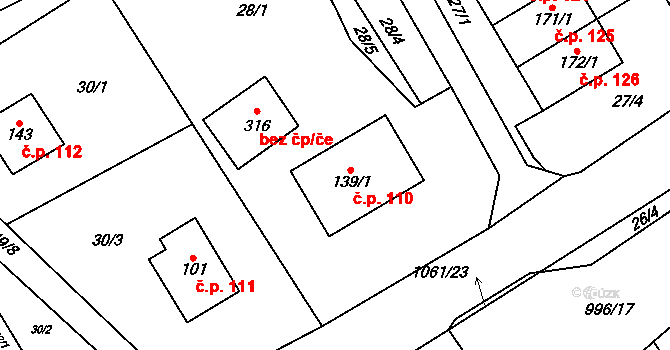 Rynárec 110 na parcele st. 139/1 v KÚ Rynárec, Katastrální mapa