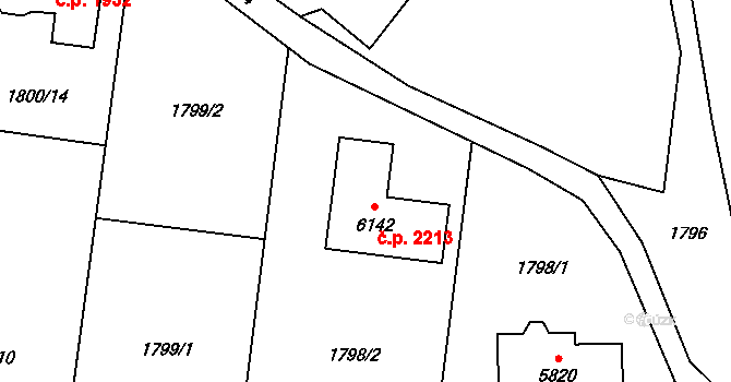 Hranice I-Město 2213, Hranice na parcele st. 6142 v KÚ Hranice, Katastrální mapa