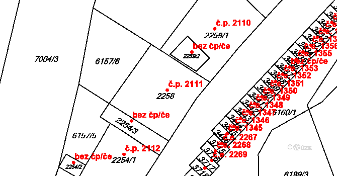 Žatec 2111 na parcele st. 2258 v KÚ Žatec, Katastrální mapa