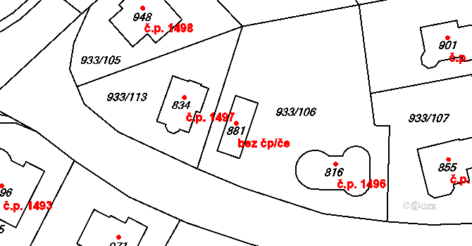 Vrchlabí 96010649 na parcele st. 881 v KÚ Podhůří-Harta, Katastrální mapa