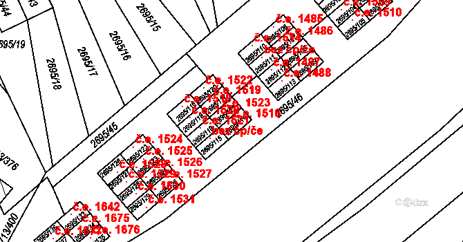 Pelhřimov 1516 na parcele st. 2695/114 v KÚ Pelhřimov, Katastrální mapa