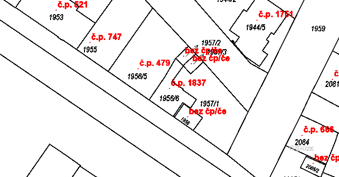 Dubňany 1837 na parcele st. 1956/6 v KÚ Dubňany, Katastrální mapa