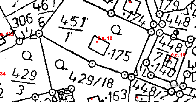 Černíny 10 na parcele st. 175 v KÚ Černíny, Katastrální mapa