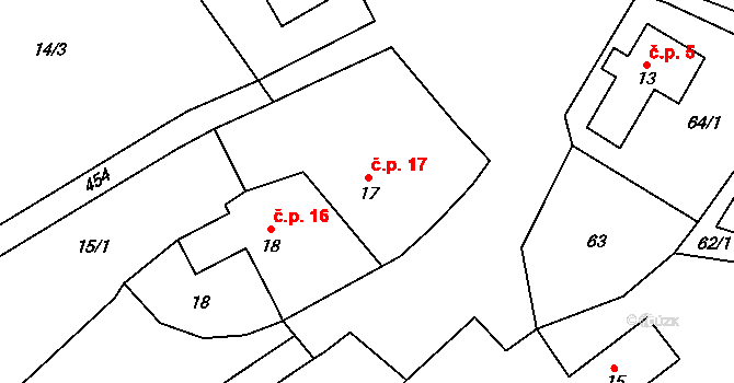 Polánka 17, Malešov na parcele st. 17 v KÚ Polánka u Malešova, Katastrální mapa