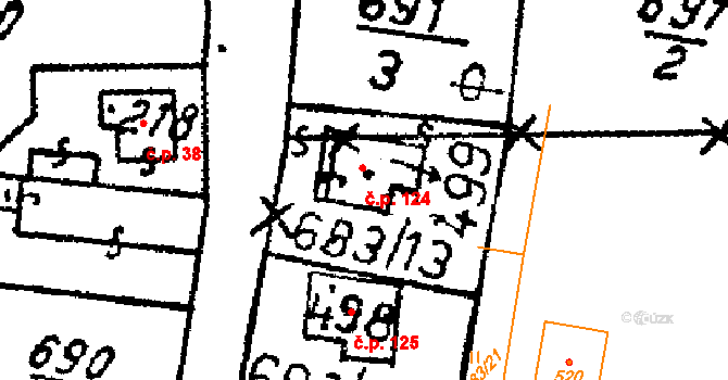 Horky 124 na parcele st. 499 v KÚ Horky u Čáslavi, Katastrální mapa