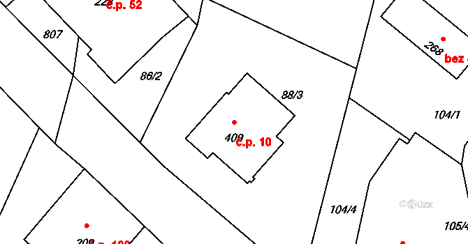 Maršovice 10 na parcele st. 409 v KÚ Maršovice u Jablonce nad Nisou, Katastrální mapa