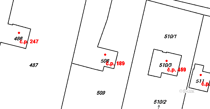 Hnojník 189 na parcele st. 508/1 v KÚ Hnojník, Katastrální mapa