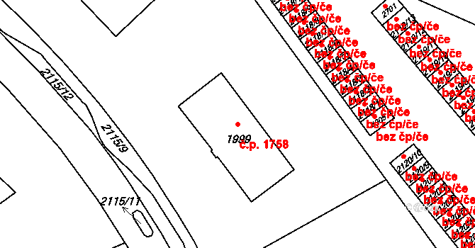 Šumperk 1758 na parcele st. 1999 v KÚ Šumperk, Katastrální mapa