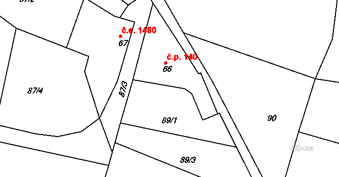 Ládví 140, Kamenice na parcele st. 66 v KÚ Ládví, Katastrální mapa