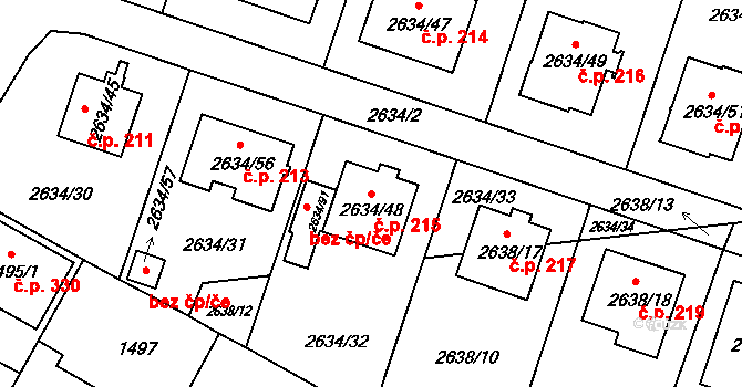 Dačice III 215, Dačice na parcele st. 2634/48 v KÚ Dačice, Katastrální mapa