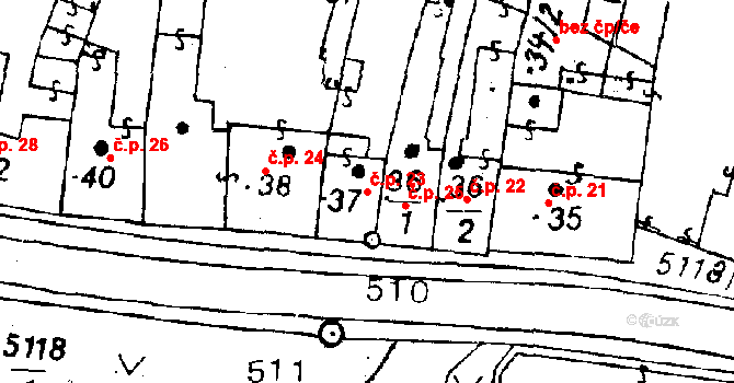 Černošín 23 na parcele st. 37 v KÚ Černošín, Katastrální mapa