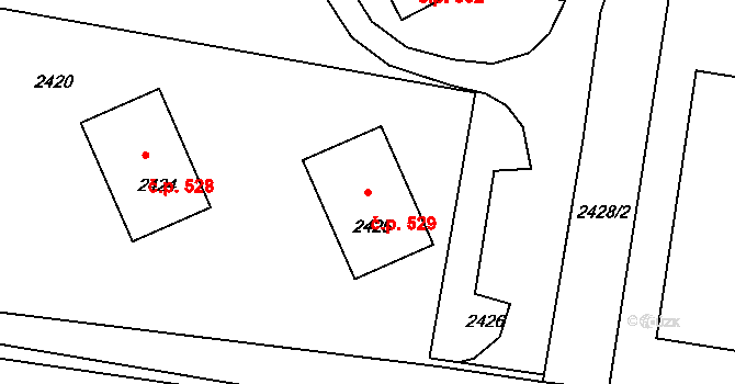 Mimoň I 529, Mimoň na parcele st. 2425 v KÚ Mimoň, Katastrální mapa