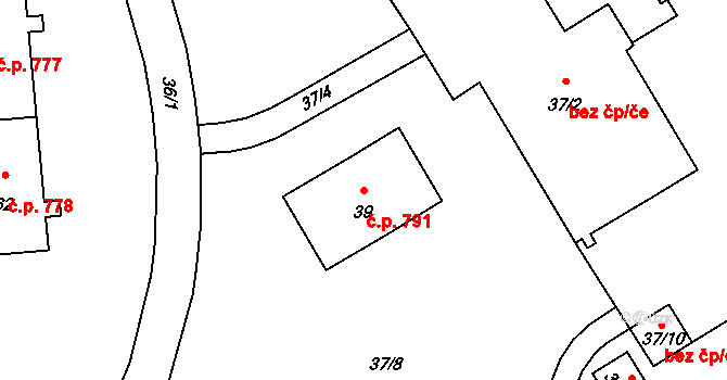 Lutyně 791, Orlová na parcele st. 39 v KÚ Horní Lutyně, Katastrální mapa