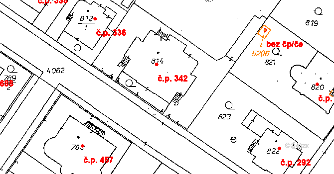 Poděbrady II 342, Poděbrady na parcele st. 814 v KÚ Poděbrady, Katastrální mapa