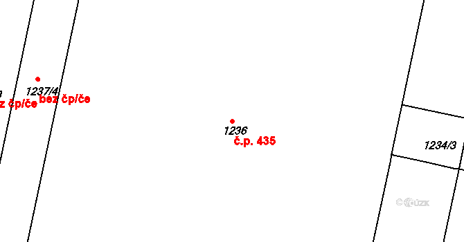 Miřetice u Klášterce nad Ohří 435, Klášterec nad Ohří na parcele st. 1236 v KÚ Miřetice u Klášterce nad Ohří, Katastrální mapa