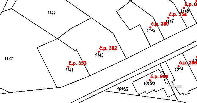 Letovice 352 na parcele st. 1143 v KÚ Letovice, Katastrální mapa