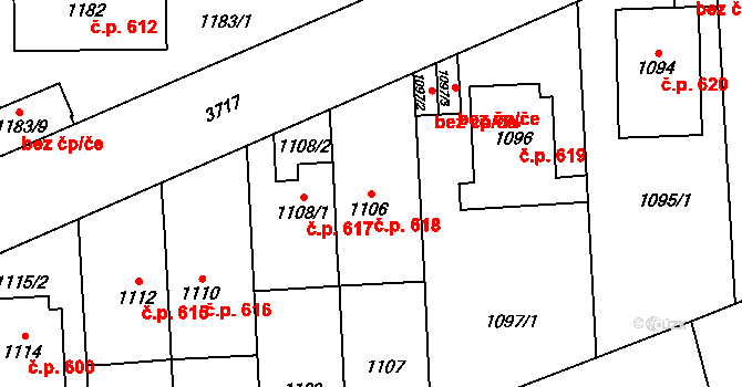 Břevnov 618, Praha na parcele st. 1106 v KÚ Břevnov, Katastrální mapa