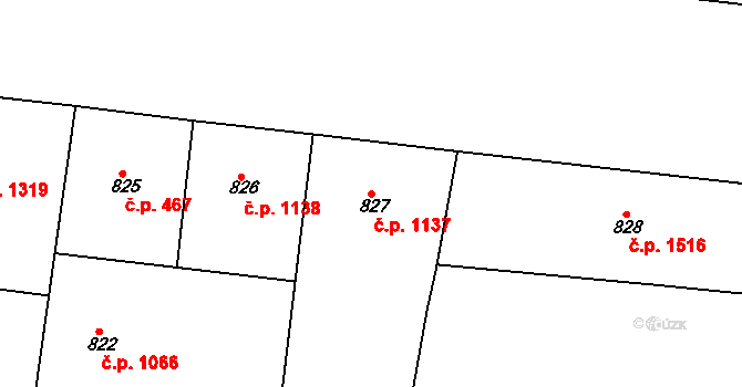 Holešovice 1137, Praha na parcele st. 827 v KÚ Holešovice, Katastrální mapa