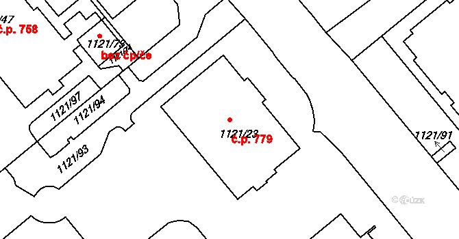 Prosek 779, Praha na parcele st. 1121/23 v KÚ Prosek, Katastrální mapa