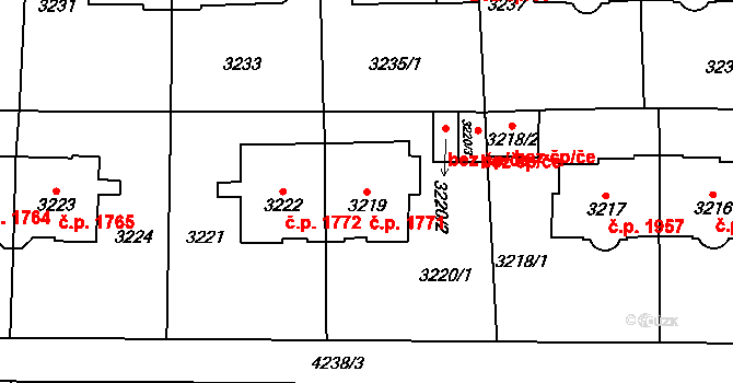 Vinohrady 1771, Praha na parcele st. 3219 v KÚ Vinohrady, Katastrální mapa