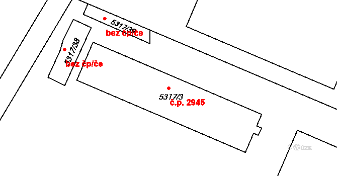 Česká Lípa 2945 na parcele st. 5317/3 v KÚ Česká Lípa, Katastrální mapa