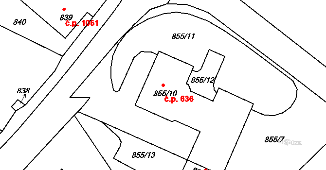 Rumburk 1 636, Rumburk na parcele st. 855/10 v KÚ Rumburk, Katastrální mapa