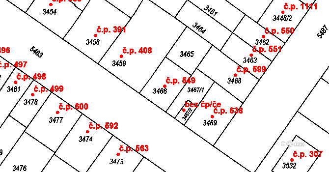Lobzy 549, Plzeň na parcele st. 3466 v KÚ Plzeň, Katastrální mapa