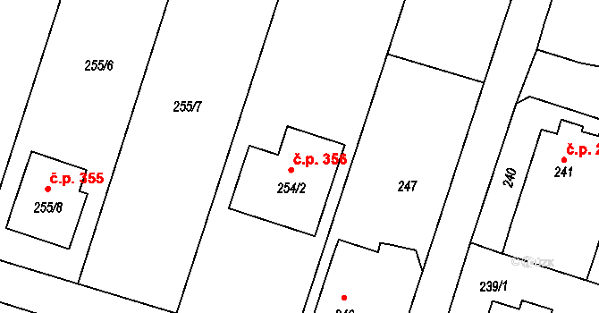 Oldřišov 356 na parcele st. 254/2 v KÚ Oldřišov, Katastrální mapa