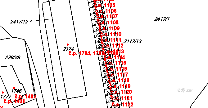 Rakovník II 1115, Rakovník na parcele st. 2526 v KÚ Rakovník, Katastrální mapa