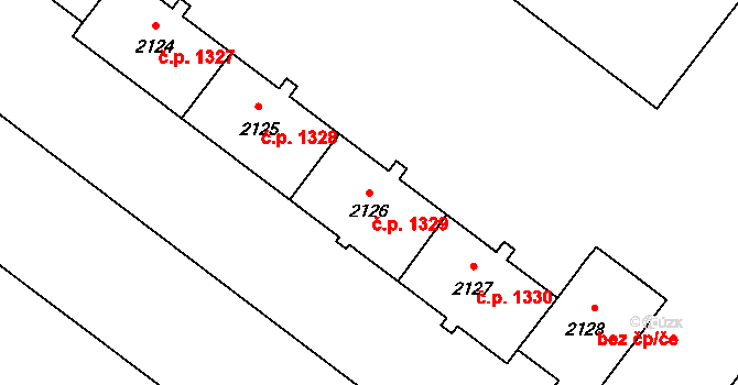 Poruba 1329, Ostrava na parcele st. 2126 v KÚ Poruba-sever, Katastrální mapa