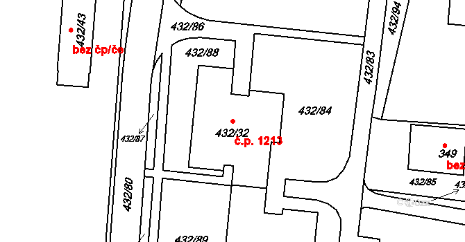 Brumov 1213, Brumov-Bylnice na parcele st. 432/32 v KÚ Brumov, Katastrální mapa