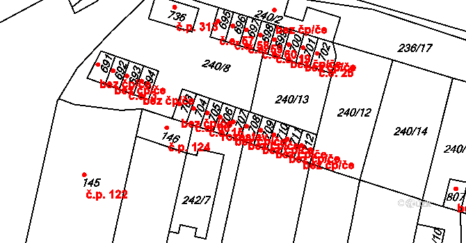 Hostomice 39132650 na parcele st. 707 v KÚ Hostomice nad Bílinou, Katastrální mapa