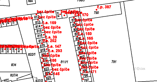 Brno 39491650 na parcele st. 805 v KÚ Horní Heršpice, Katastrální mapa