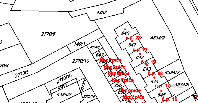 Jedlová 40126650 na parcele st. 647 v KÚ Jedlová u Poličky, Katastrální mapa