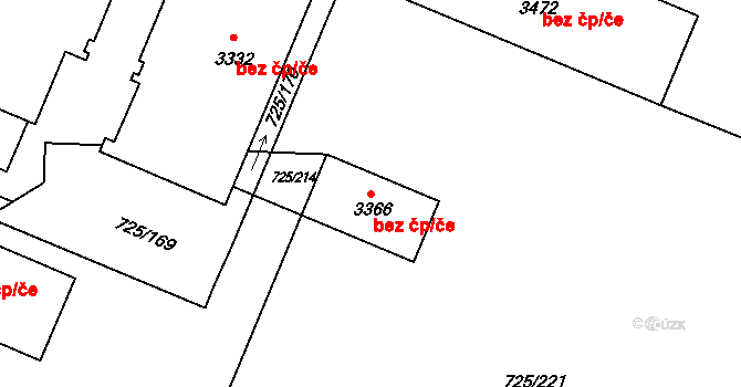 Hradec Králové 41683650 na parcele st. 3366 v KÚ Nový Hradec Králové, Katastrální mapa