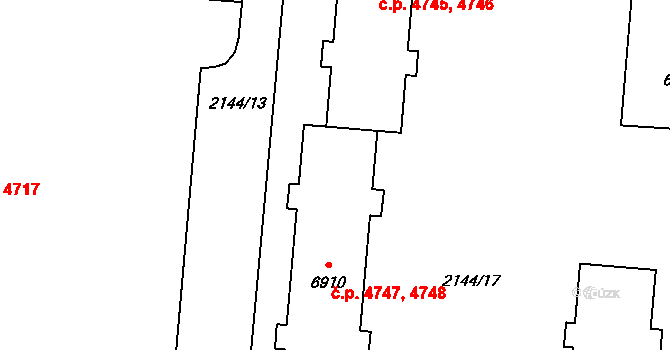Zlín 4747,4748 na parcele st. 6910 v KÚ Zlín, Katastrální mapa