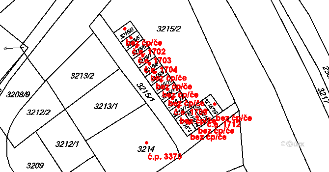 Chomutov 1707 na parcele st. 3215/10 v KÚ Chomutov I, Katastrální mapa