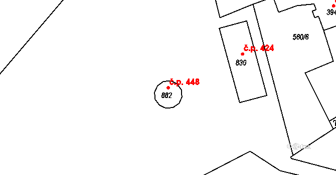 Pernink 448 na parcele st. 882 v KÚ Pernink, Katastrální mapa