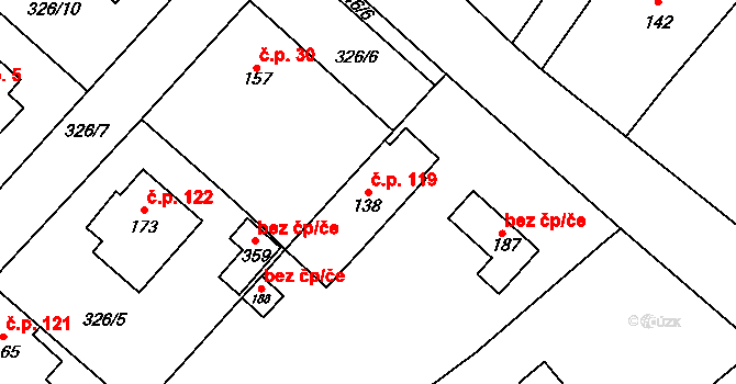 Konětopy 119 na parcele st. 138 v KÚ Konětopy, Katastrální mapa