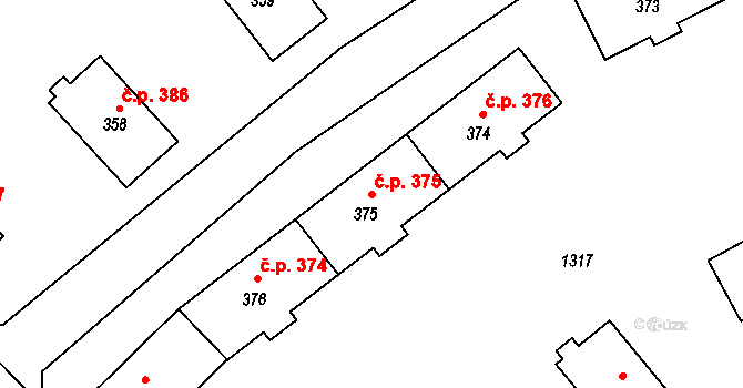 Holýšov 375 na parcele st. 375 v KÚ Holýšov, Katastrální mapa